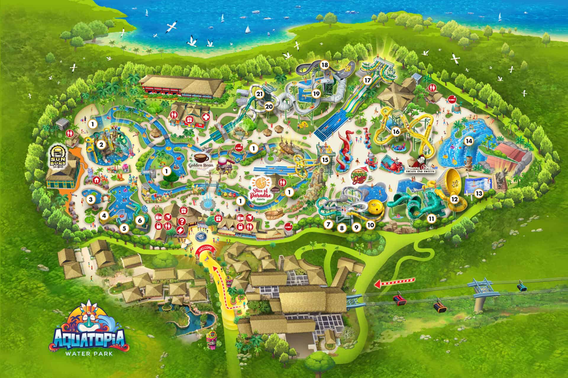 富國島太陽世界自然公園Aquatopia 水上樂園園區地圖Aquatopia map