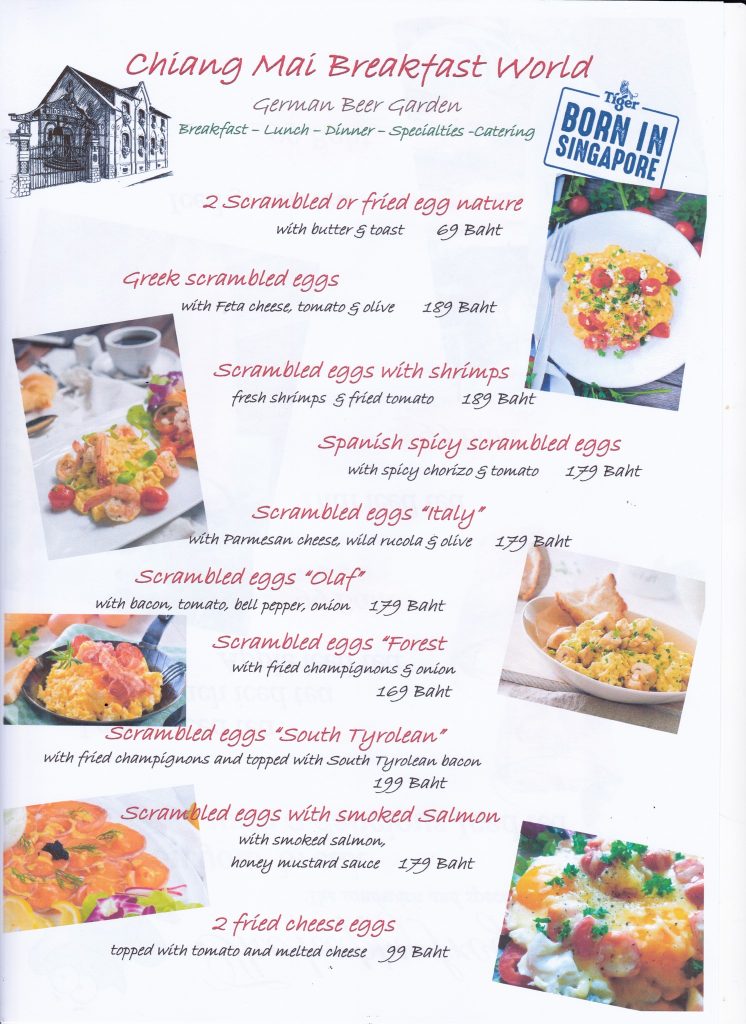 Chiangmai breakfast world menu