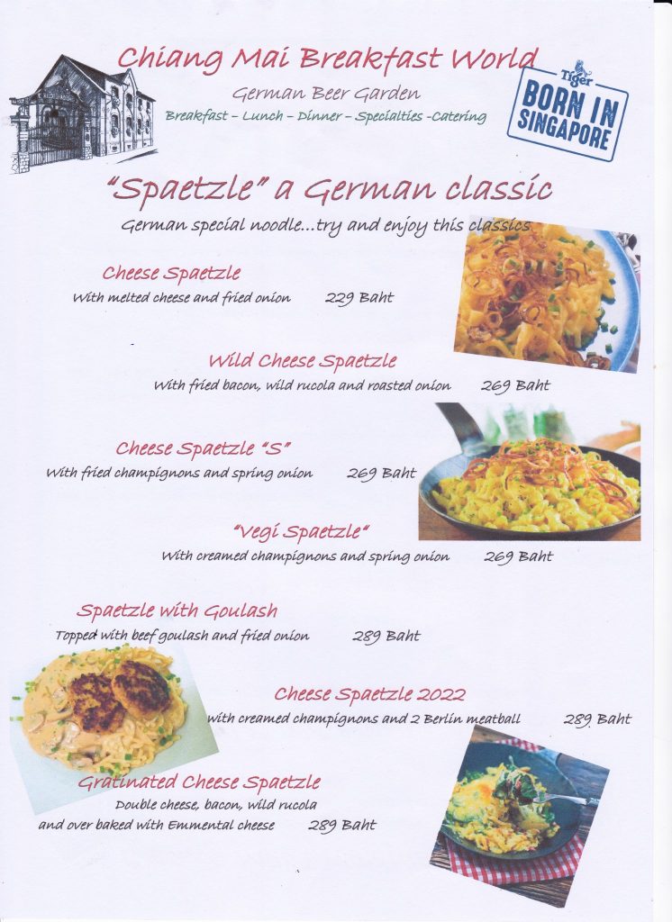 Chiangmai breakfast world menu