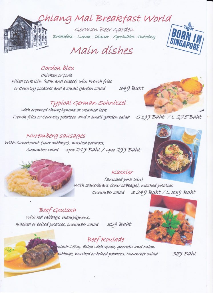 Chiangmai breakfast world menu