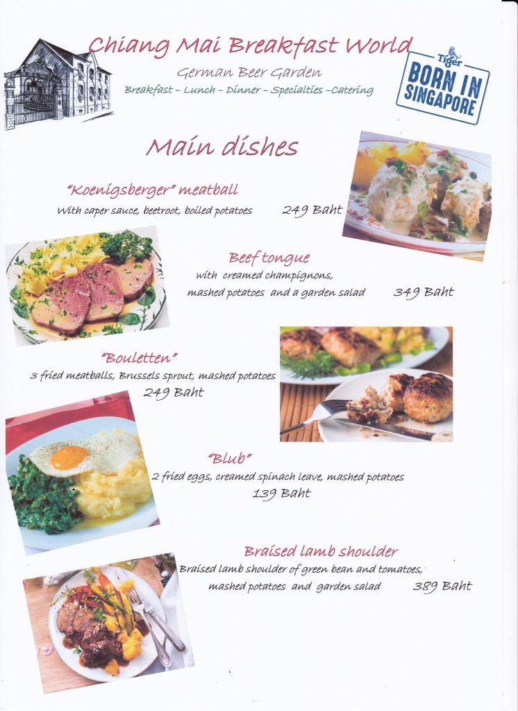 Chiangmai breakfast world menu